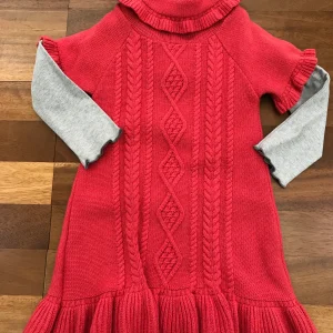 Abitino Juppolà in lana mezza manica con rusche collo alto bordo con rusche trecce centrali con maglia caldo cotone grigia