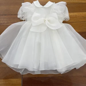 Abitino Piccola Giuggiola in organza gonna ampia mezza manica fiocco in organza centrale